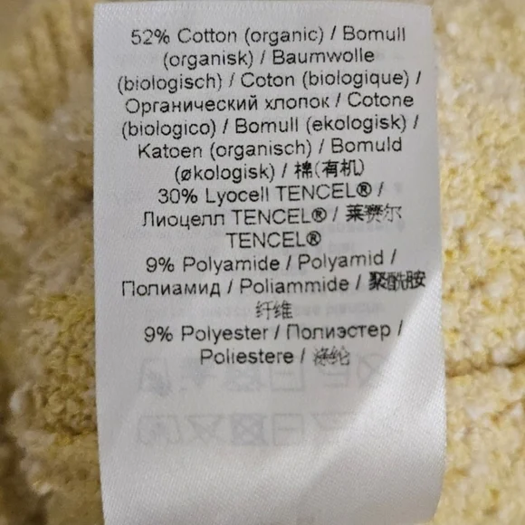 Ganni Soft Yellow Asymmetric Boucle Button-Up Cardigan Sweater Women's Size Med - Picture 10 of 10